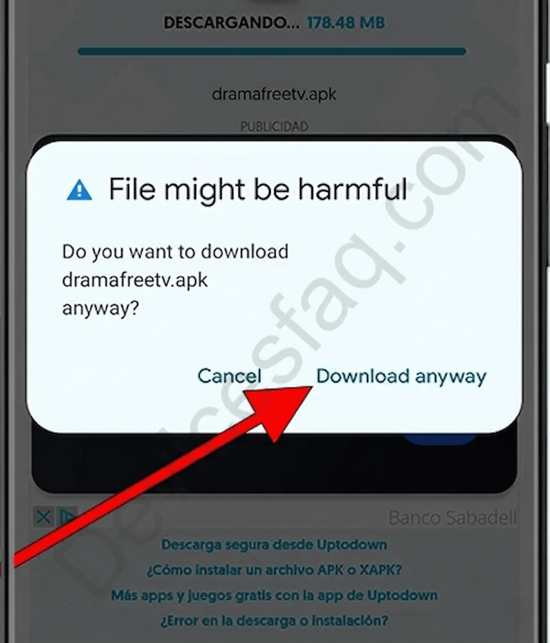 تأكيد تنزيل APK